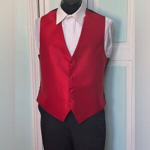 Striped Cherry Apple Bright Red Closed Back Vest Wedding Prom Men’s M Medium
